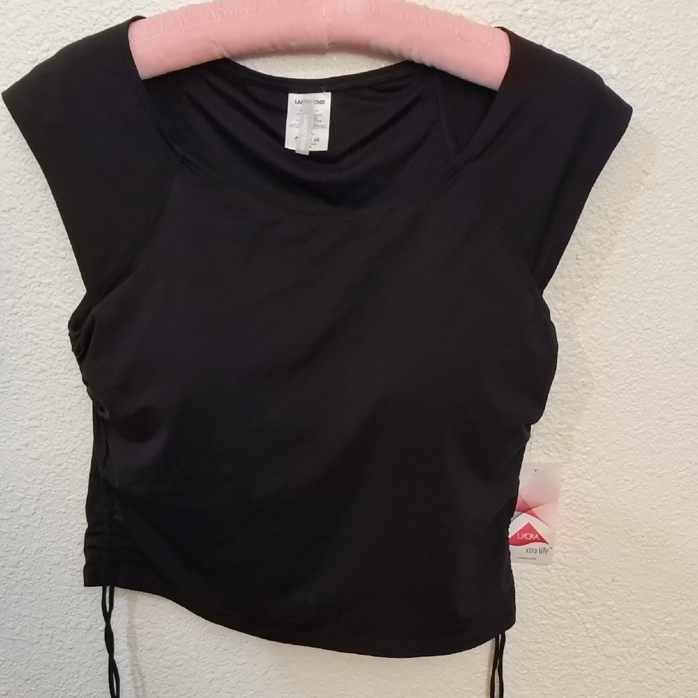 Make Offer! Lorna Jane Black Fitted Crop Muscle Tee Cap Sleeve